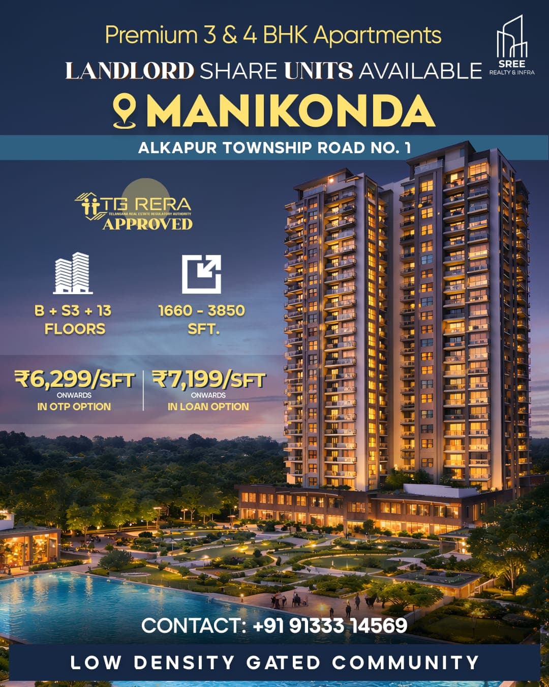 RERA Approved High Rental Demand Project @ Manikonda – Alkapur Township Road 1