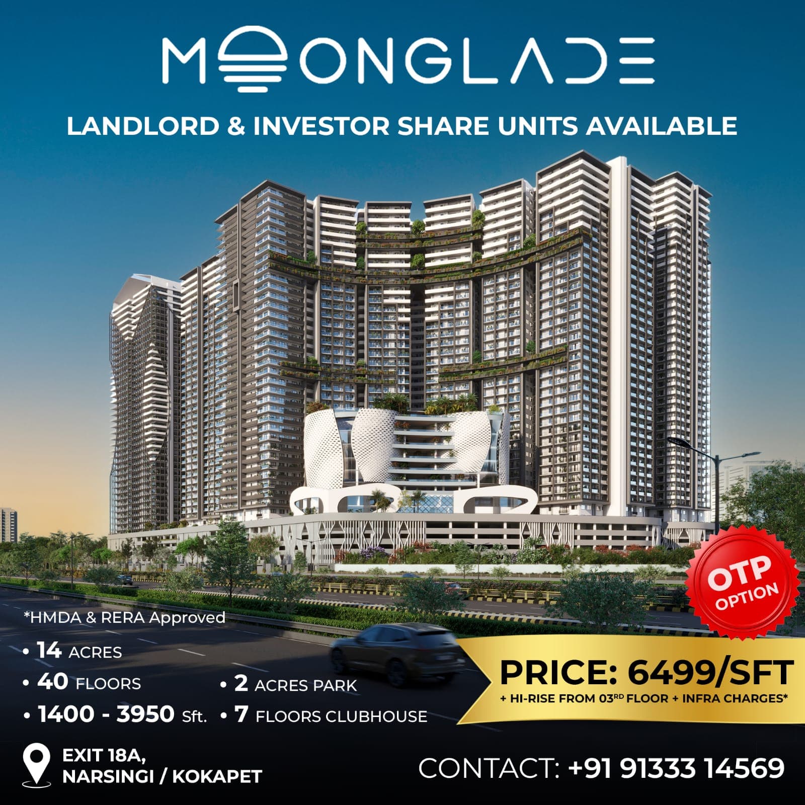 Landlord Share Units @ Narsingi. RERA Approved - Moonglade