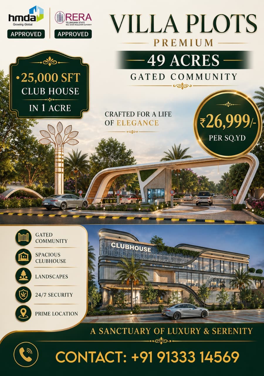 Villa Plots Premium – 49 Acres Gated Community @ Shankarpally–Kandi Road